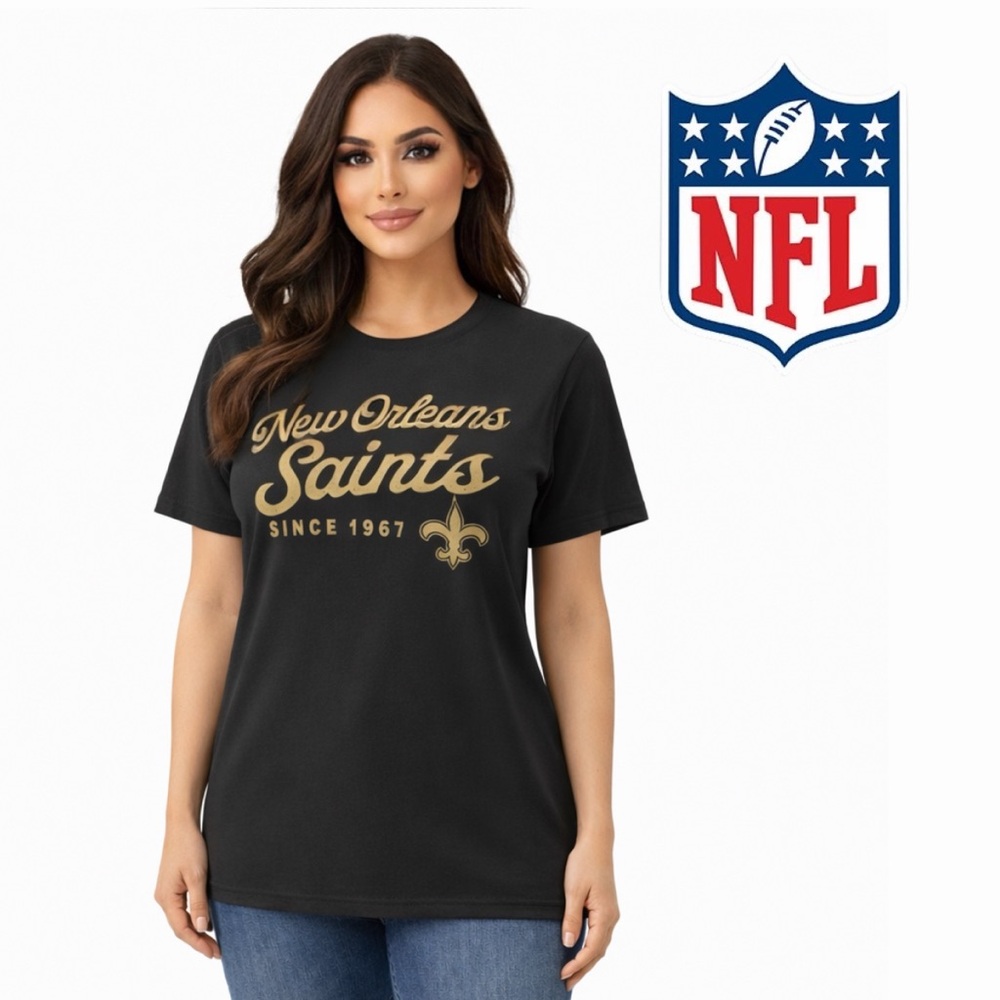‘47 NFL New Orleans Saints Black & Gold Graphic Tee, Size Large
